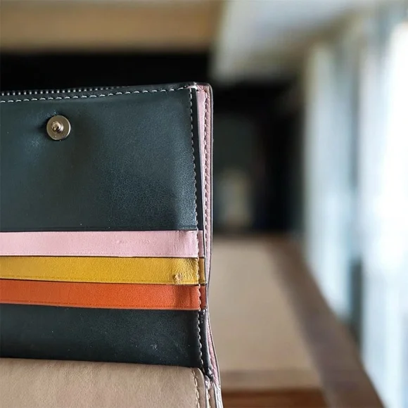 Coach 89311 Small Snap Wallet With Colorblock Interior Pine Green Multi - Picture 5 of 10